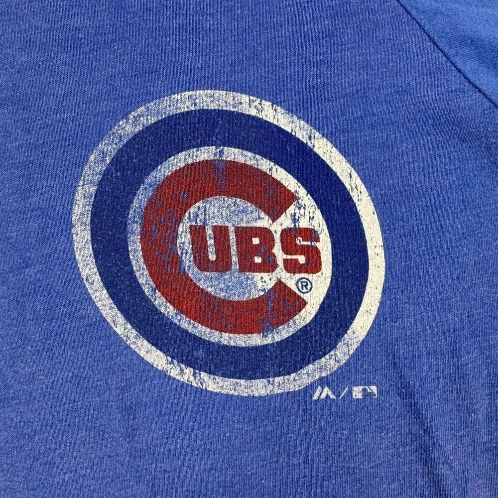 Majestic Threads Chicago Cubs 3/4 Sleeve Raglan Tee Men’s XL Blue Made in USA